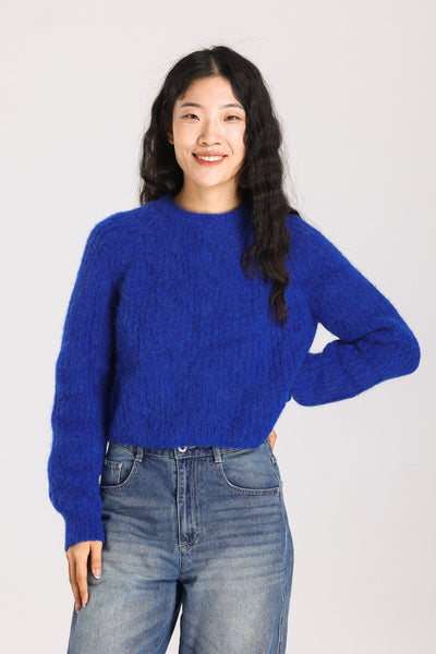 Janet Ribbed Alpaca wool  Knit Jumper - Royal Blue