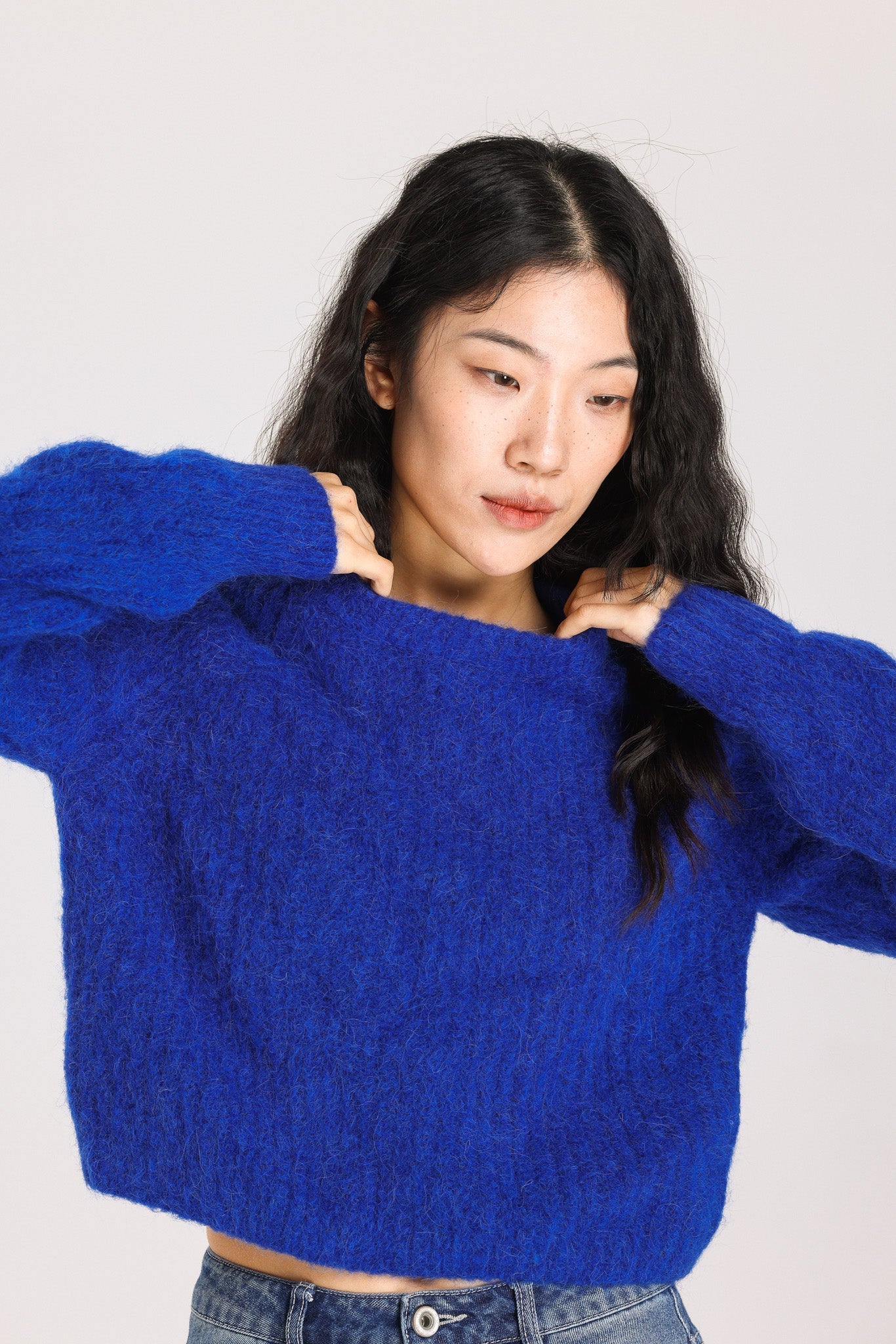 Janet Ribbed Alpaca wool  Knit Jumper - Royal Blue