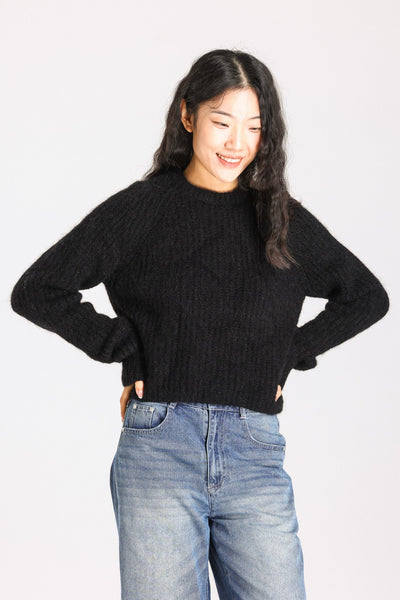 Janet Ribbed Alpaca wool  Knit Jumper - Black