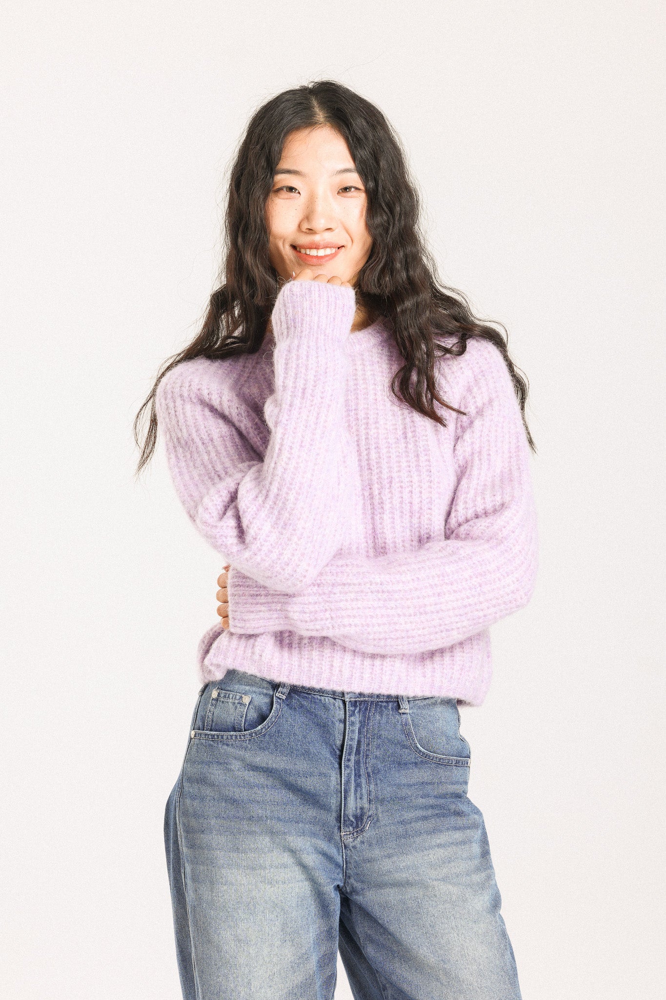 Janet Ribbed Alpaca wool  Knit Jumper - Purple