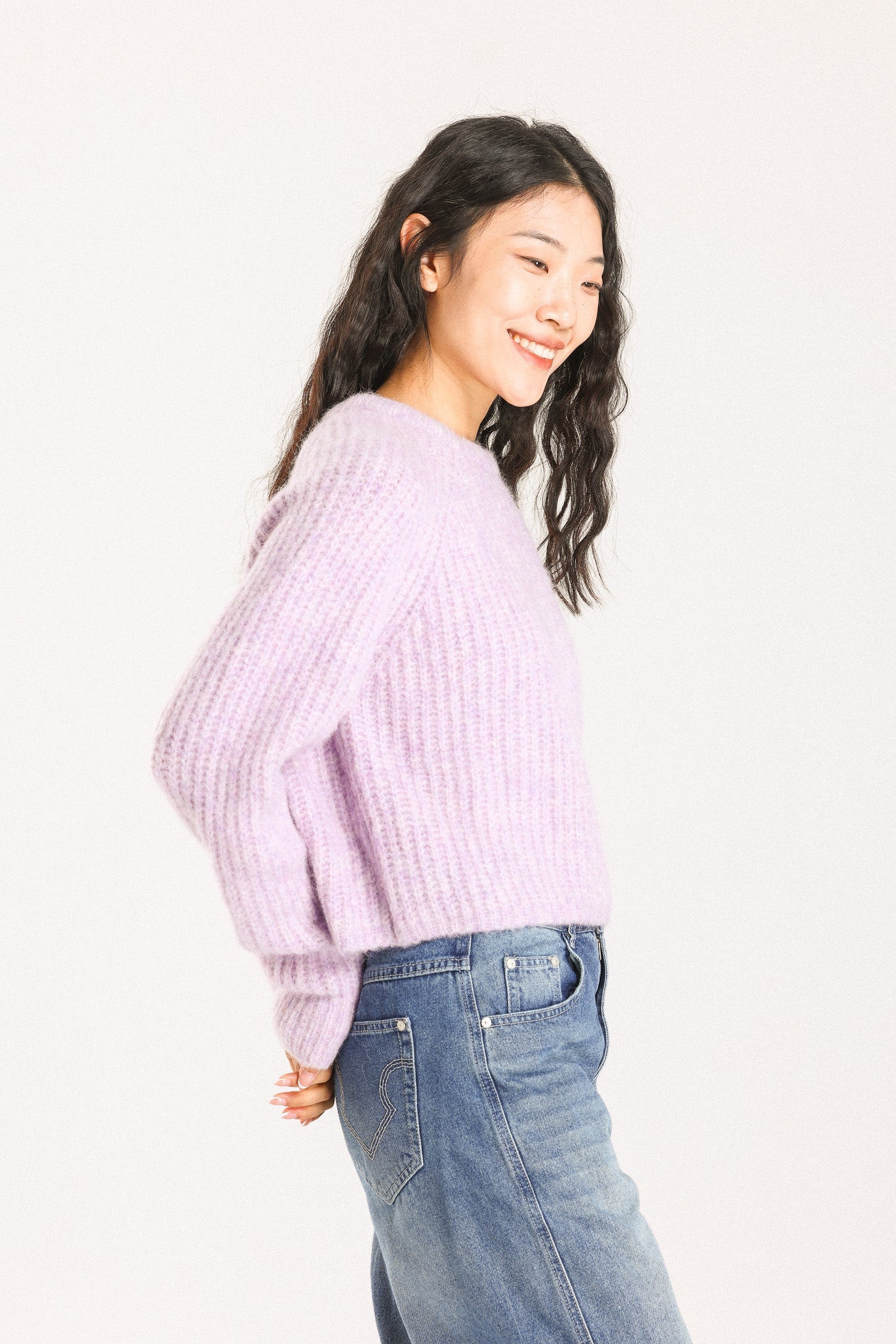 Janet Ribbed Alpaca wool  Knit Jumper - Purple