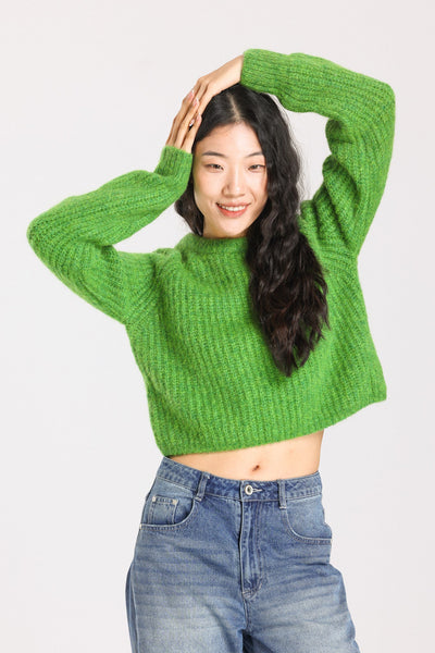 Janet Ribbed Alpaca wool  Knit Jumper - Green