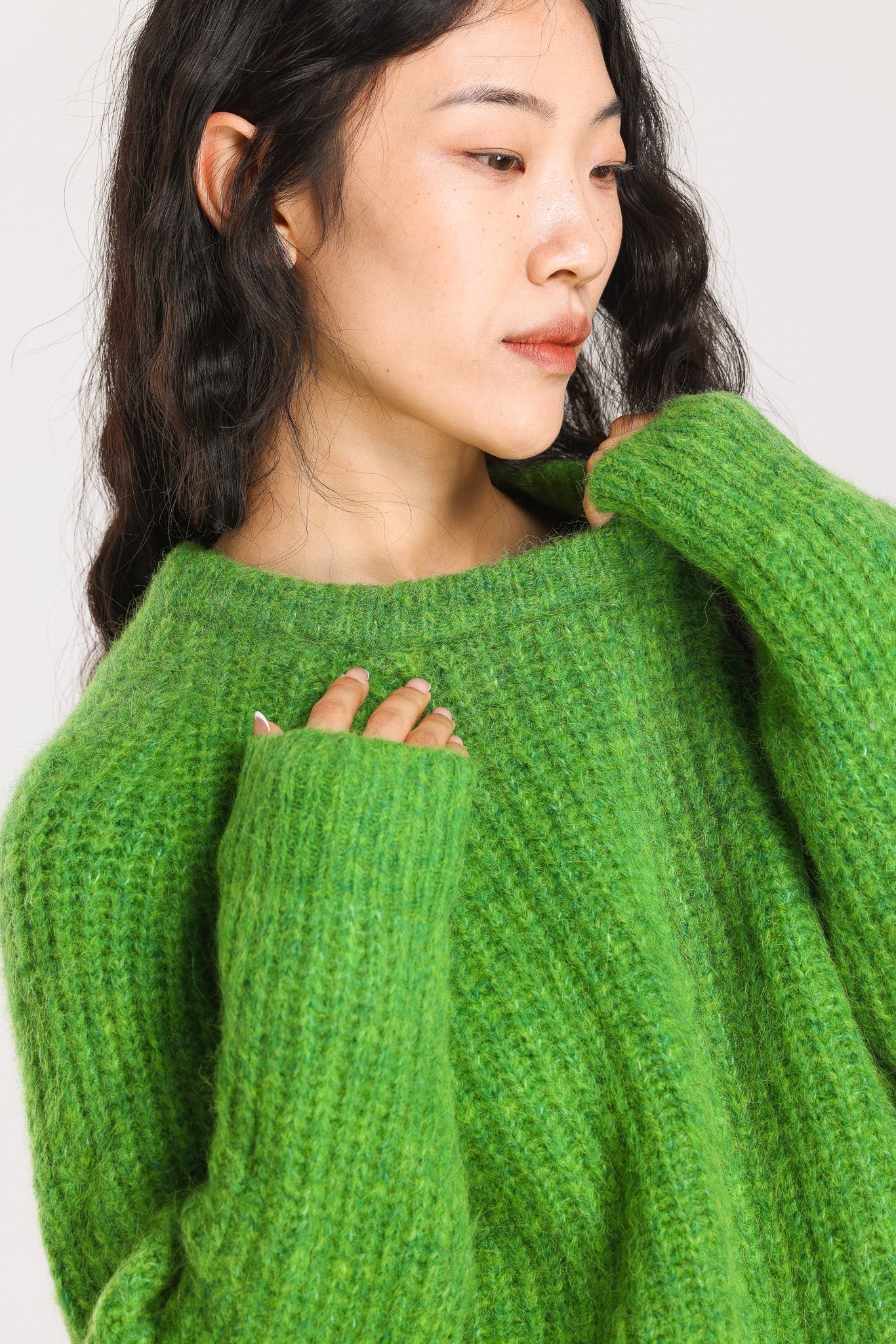 Janet Ribbed Alpaca wool  Knit Jumper - Green