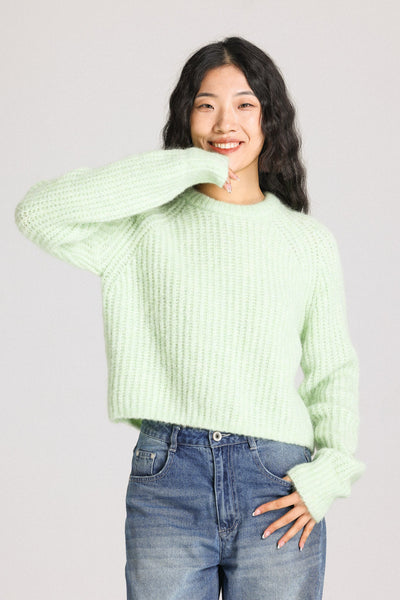 Janet Ribbed Alpaca wool  Knit Jumper  - Lime