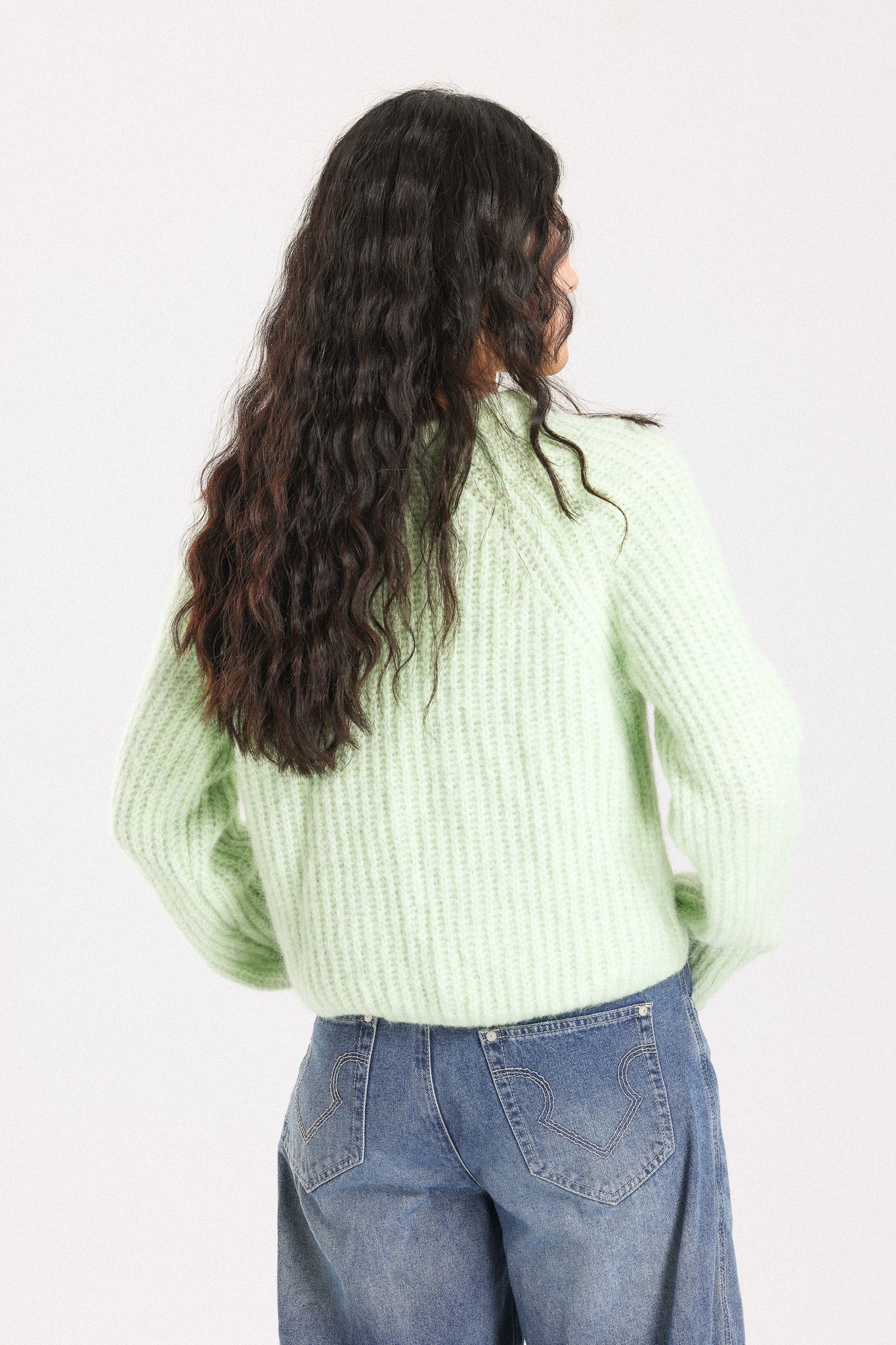 Janet Ribbed Alpaca wool  Knit Jumper  - Lime