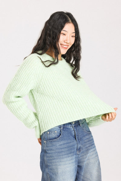 Janet Ribbed Alpaca wool  Knit Jumper  - Lime