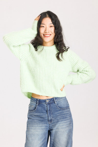 Janet Ribbed Alpaca wool  Knit Jumper  - Lime