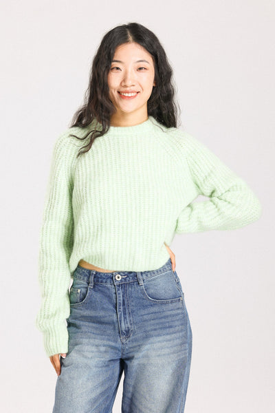 Janet Ribbed Alpaca wool  Knit Jumper  - Lime