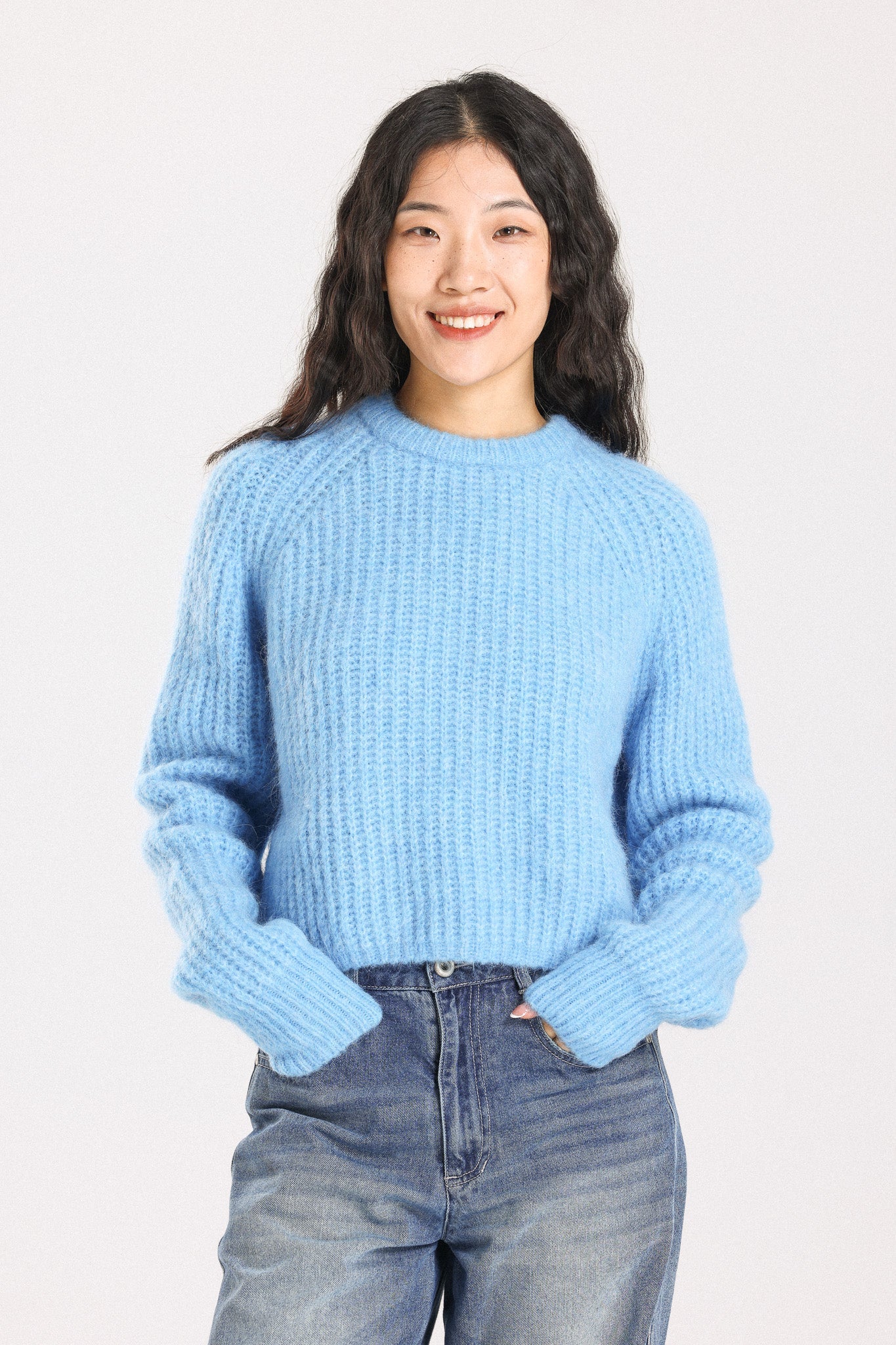 Janet Ribbed Alpaca wool  Knit Jumper - Sky