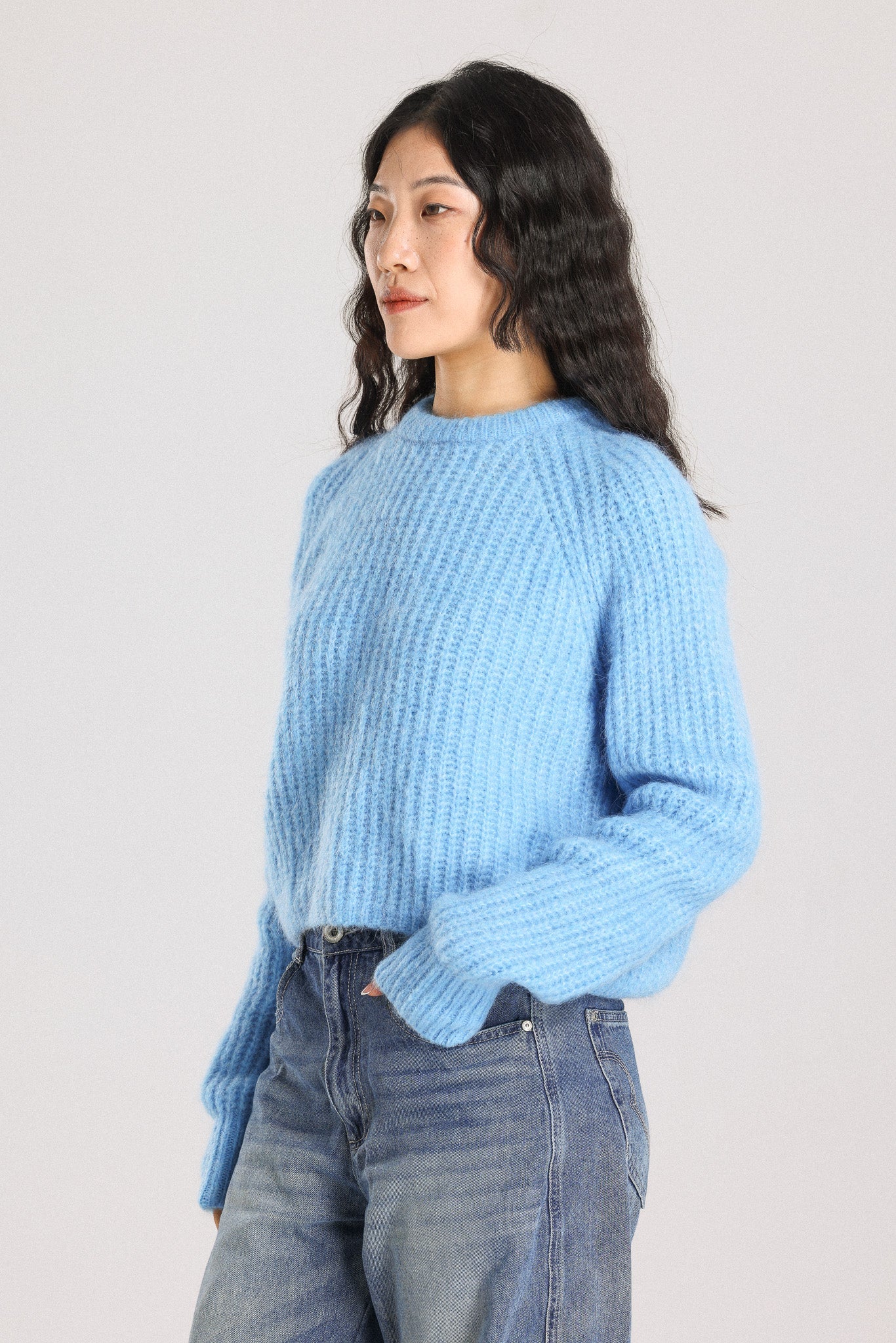 Janet Ribbed Alpaca wool  Knit Jumper - Sky