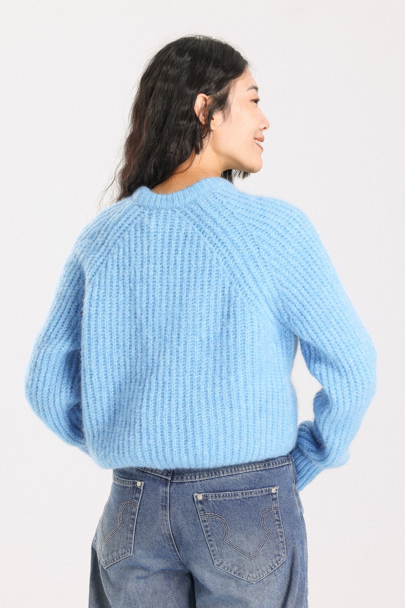 Janet Ribbed Alpaca wool  Knit Jumper - Sky