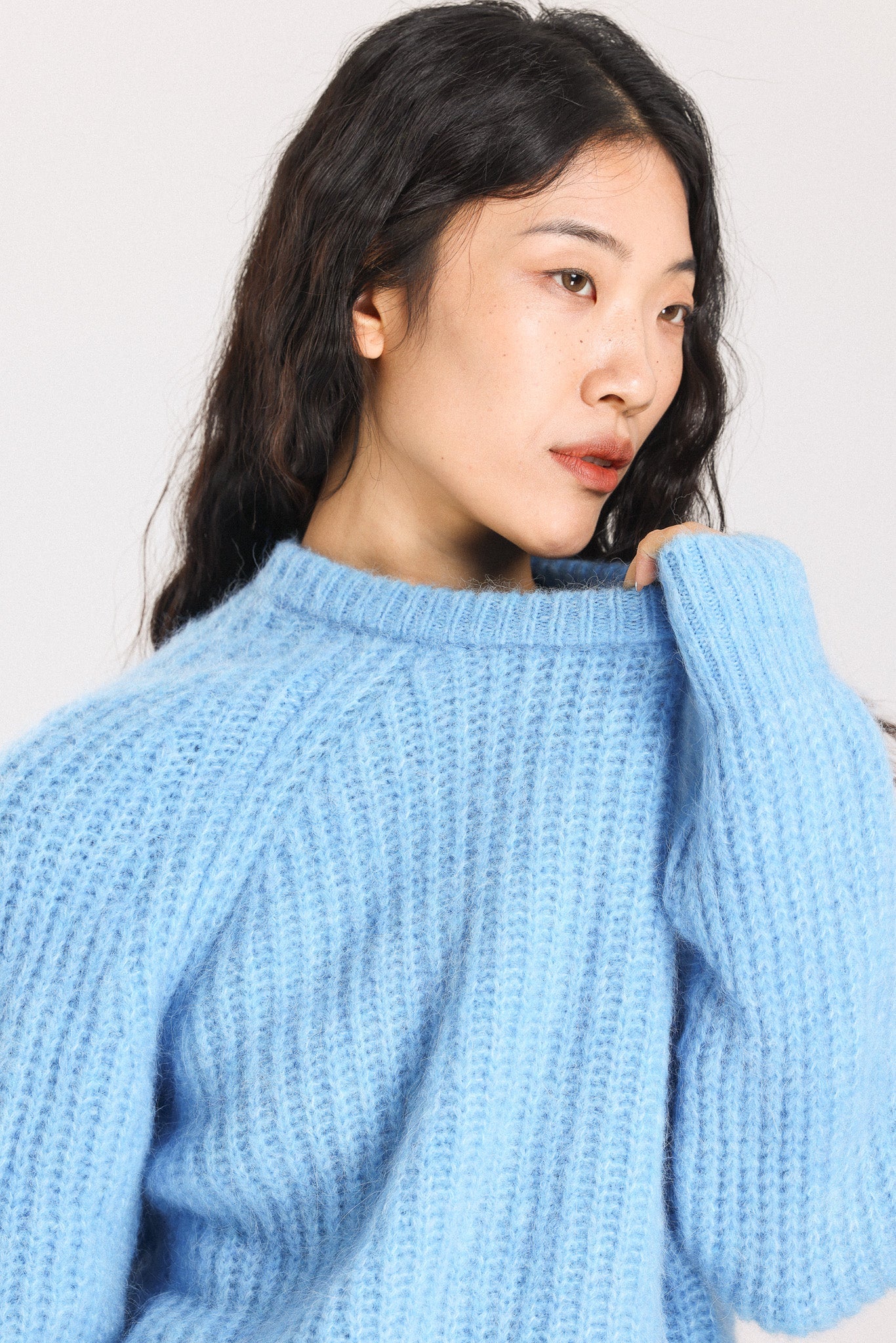 Janet Ribbed Alpaca wool  Knit Jumper - Sky