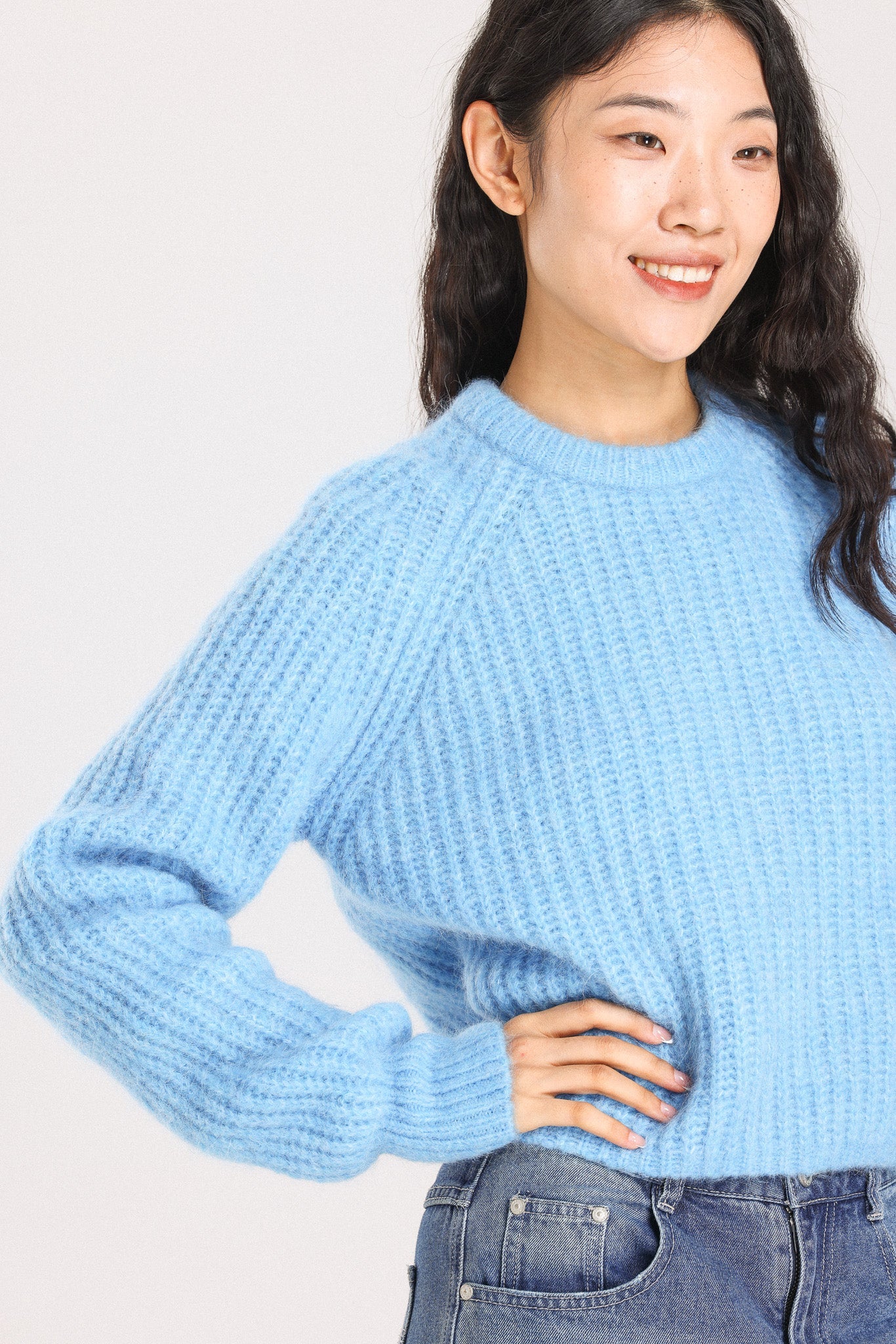 Janet Ribbed Alpaca wool  Knit Jumper - Sky