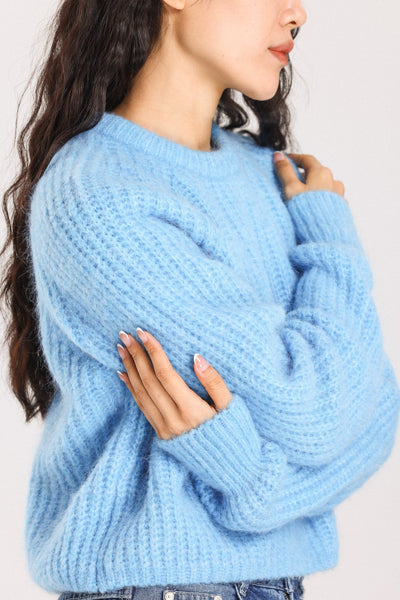 Janet Ribbed Alpaca Wool Knit Jumper - Sky