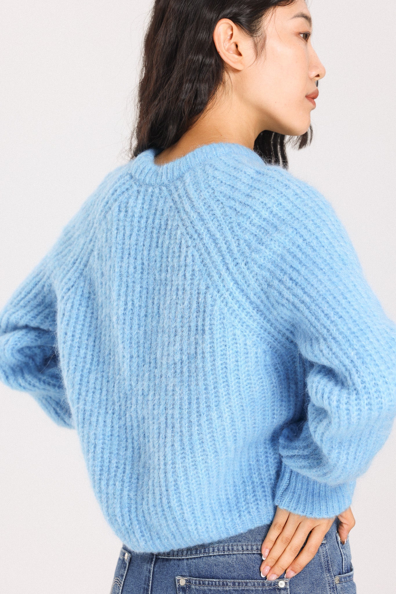 Janet Ribbed Alpaca wool  Knit Jumper - Sky