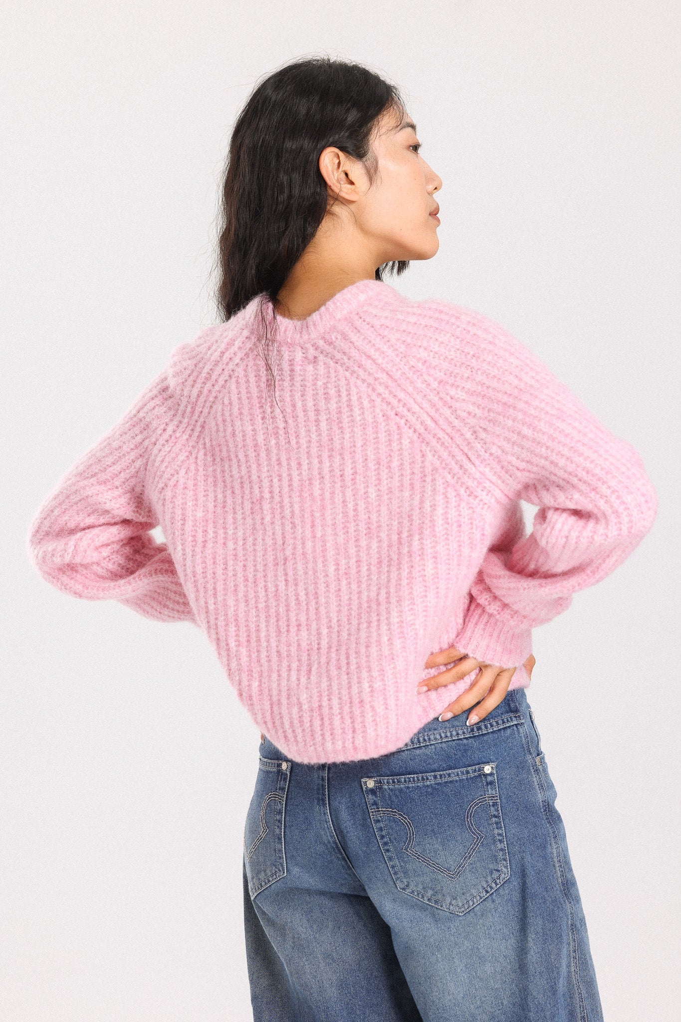 Janet Ribbed Alpaca wool Knit Jumper - Pink