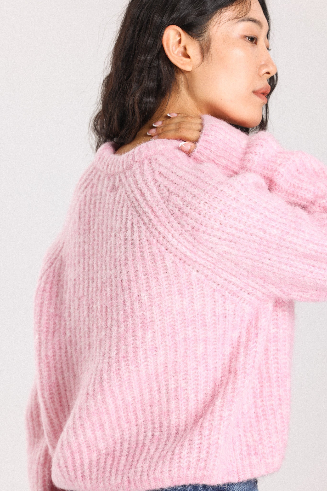 Janet Ribbed Alpaca wool Knit Jumper - Pink