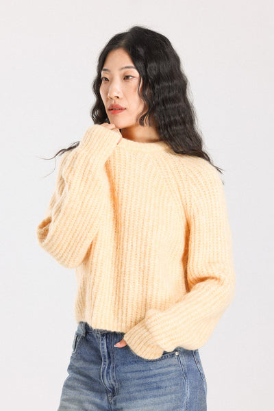 Janet Ribbed Alpaca wool  Knit Jumper - Yellow