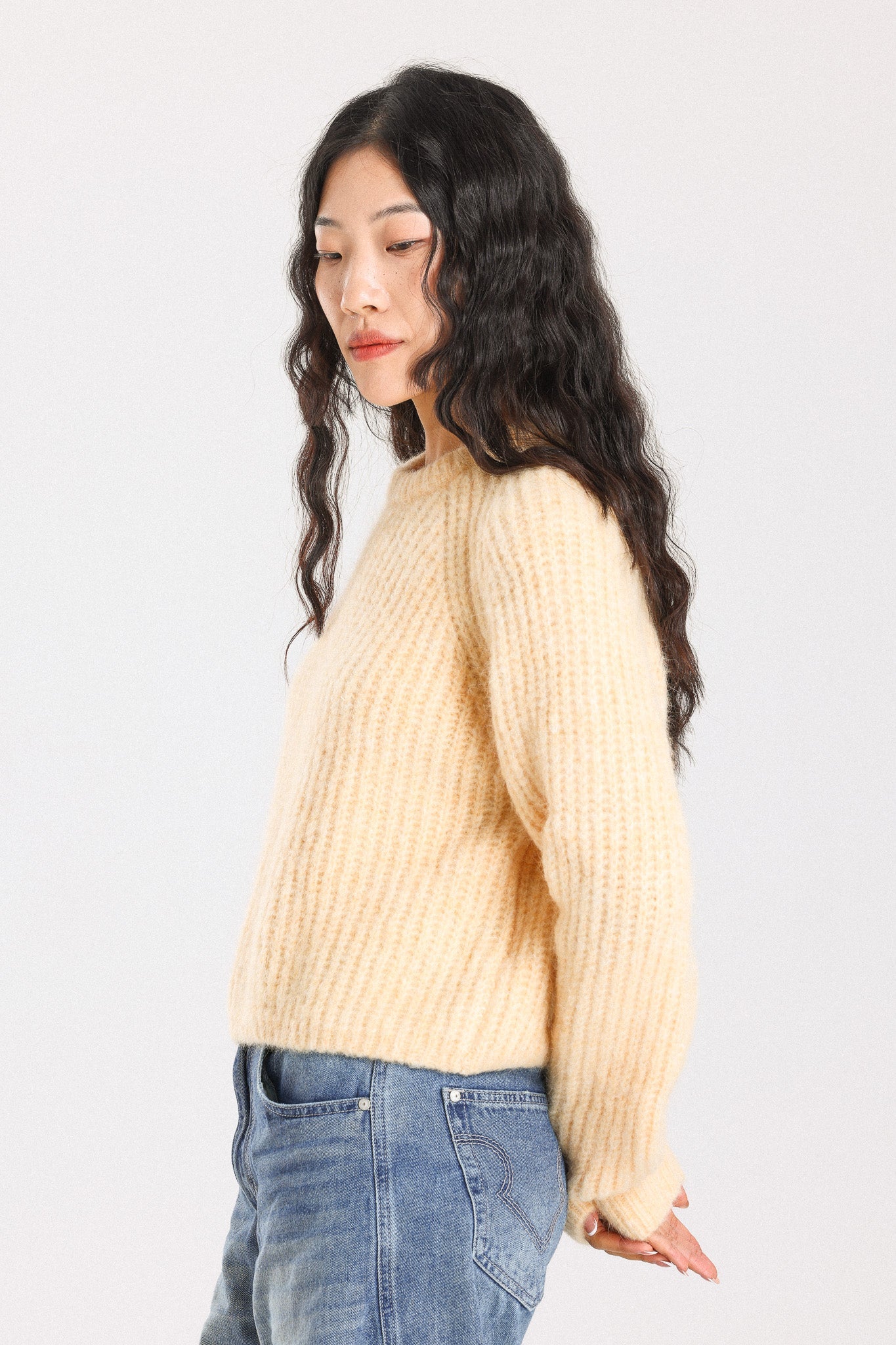 Janet Ribbed Alpaca wool  Knit Jumper - Yellow