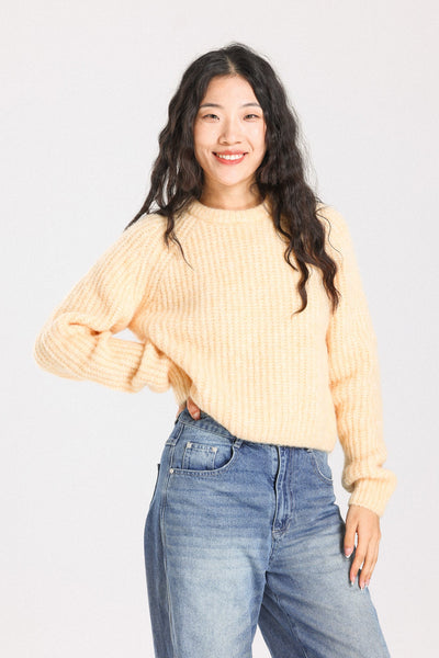 Janet Ribbed Alpaca wool  Knit Jumper - Yellow