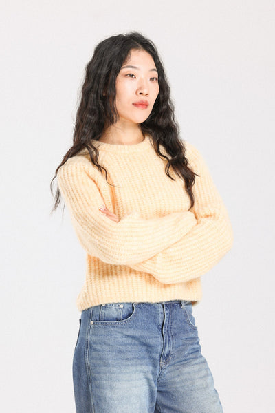 Janet Ribbed Alpaca wool  Knit Jumper - Yellow