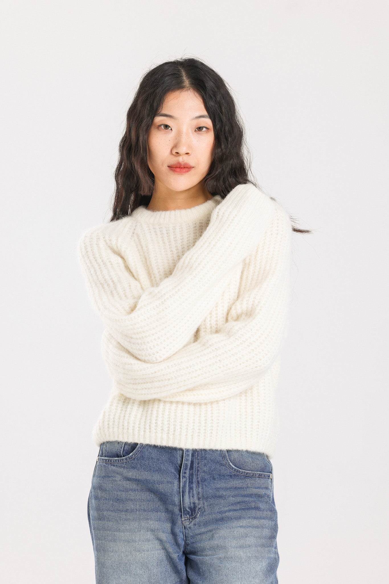 Janet Ribbed Alpaca wool  Knit Jumper - White