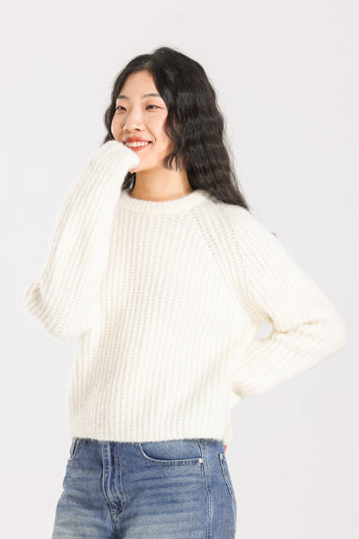 Janet Ribbed Alpaca wool  Knit Jumper - White