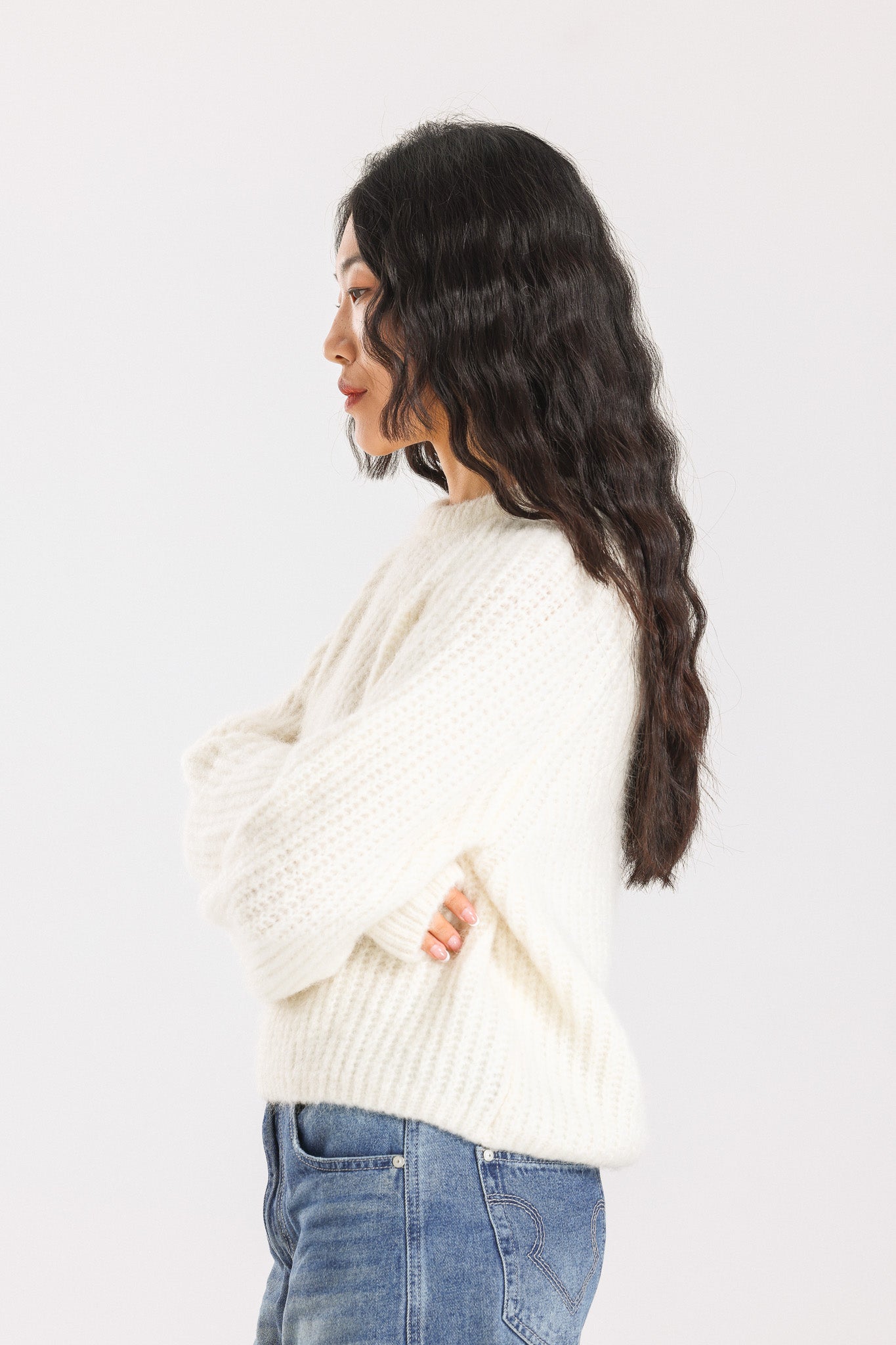 Janet Ribbed Alpaca wool  Knit Jumper - White