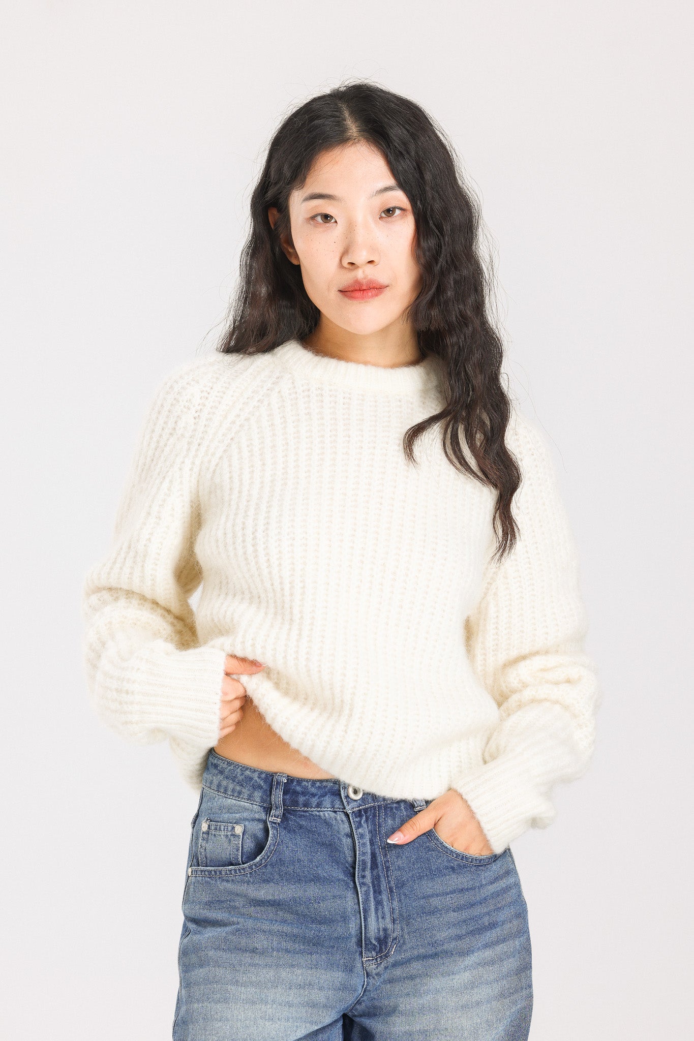 Janet Ribbed Alpaca wool  Knit Jumper - White