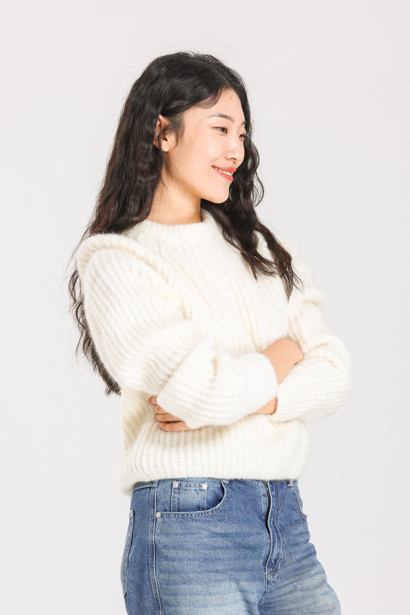 Janet Ribbed Alpaca wool  Knit Jumper - White