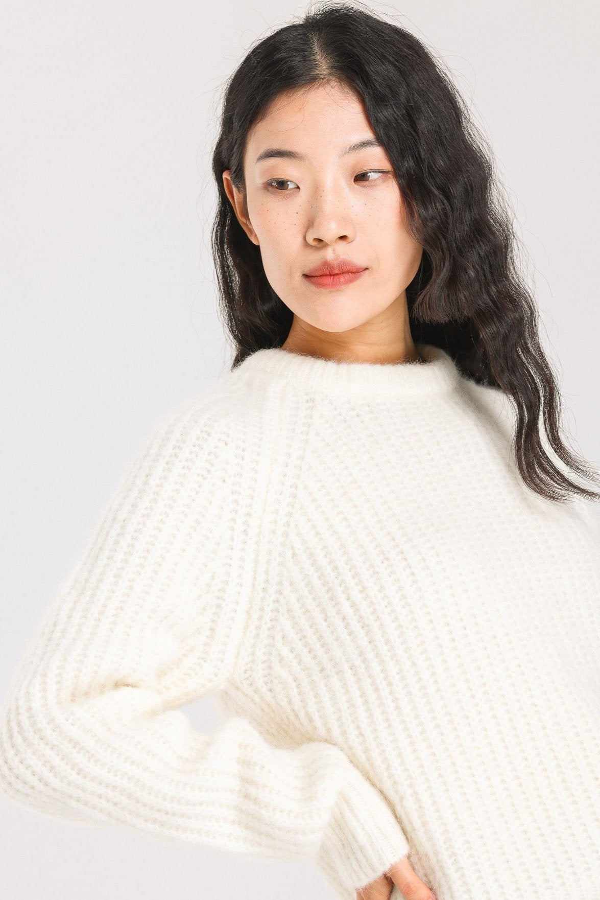 Janet Ribbed Alpaca wool  Knit Jumper - White