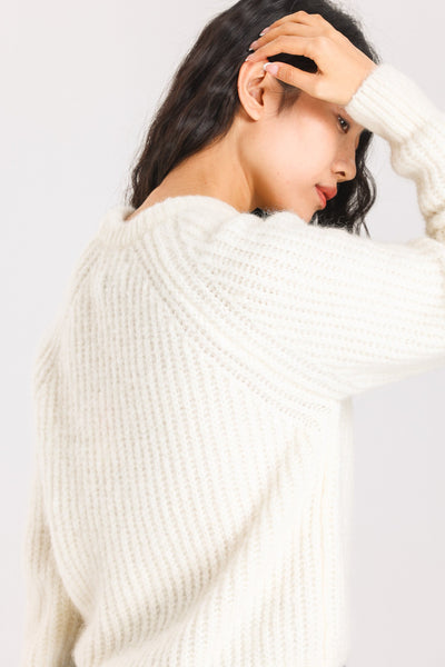 Janet Ribbed Alpaca wool  Knit Jumper - White