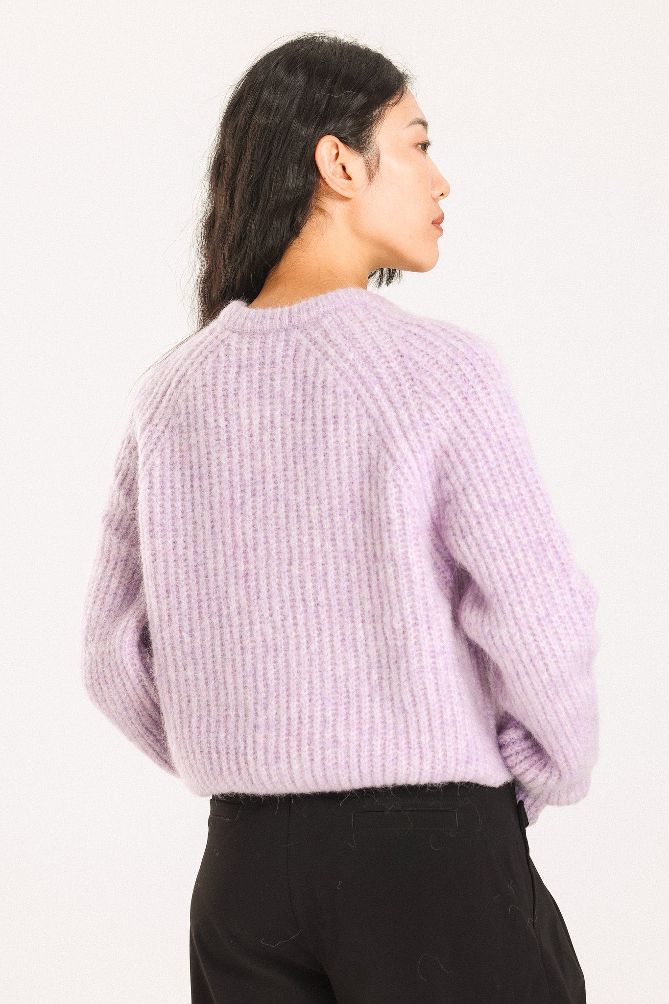 Janet Ribbed Alpaca wool  Knit Cardigan - Purple