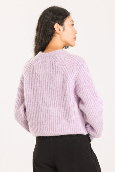 Janet Ribbed Alpaca wool  Knit Cardigan - Purple