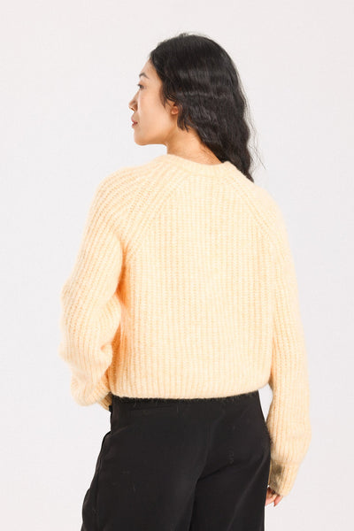 Janet Ribbed Alpaca wool  Knit Cardigan - Yellow