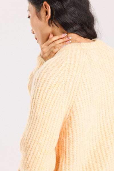 Janet Ribbed Alpaca wool  Knit Cardigan - Yellow