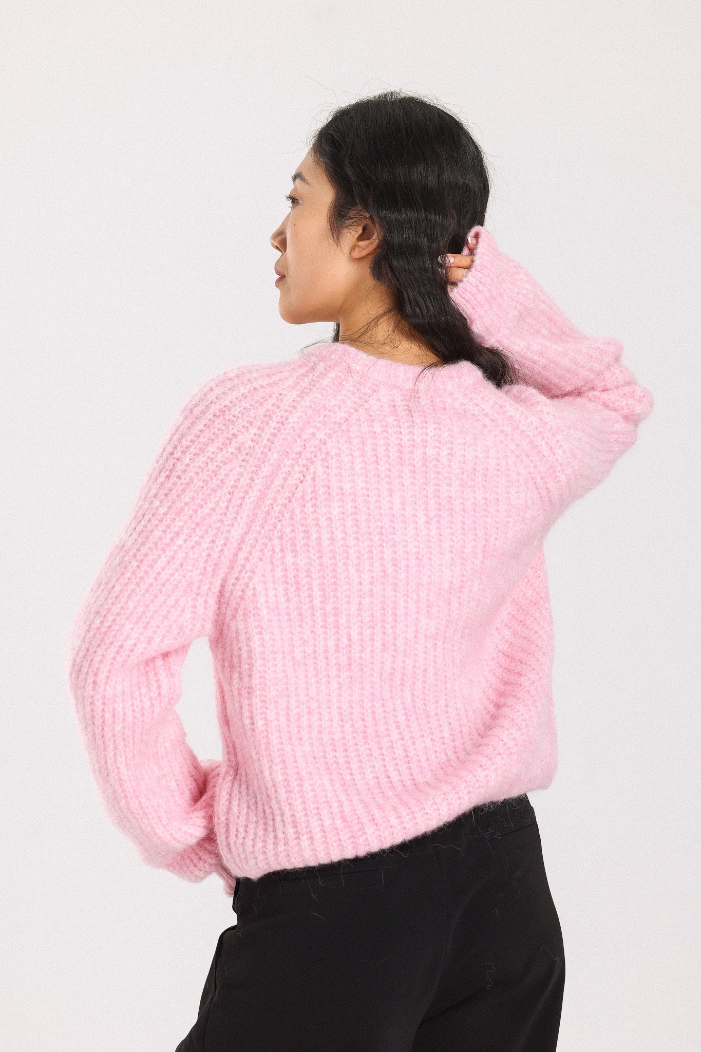 Janet Ribbed Alpaca wool Knit Cardigan - Pink