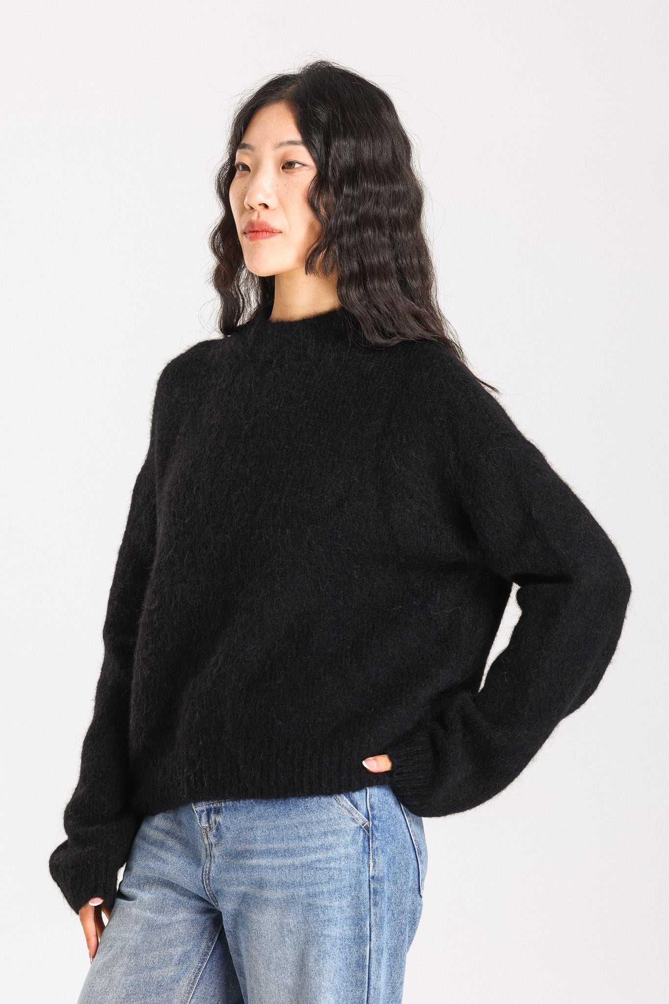 Lara Basic Alpaca wool  Knit Jumper - Black