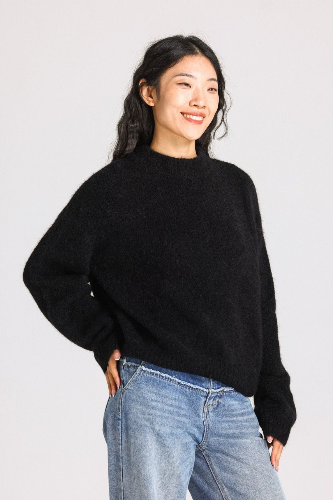 Lara Basic Alpaca wool  Knit Jumper - Black