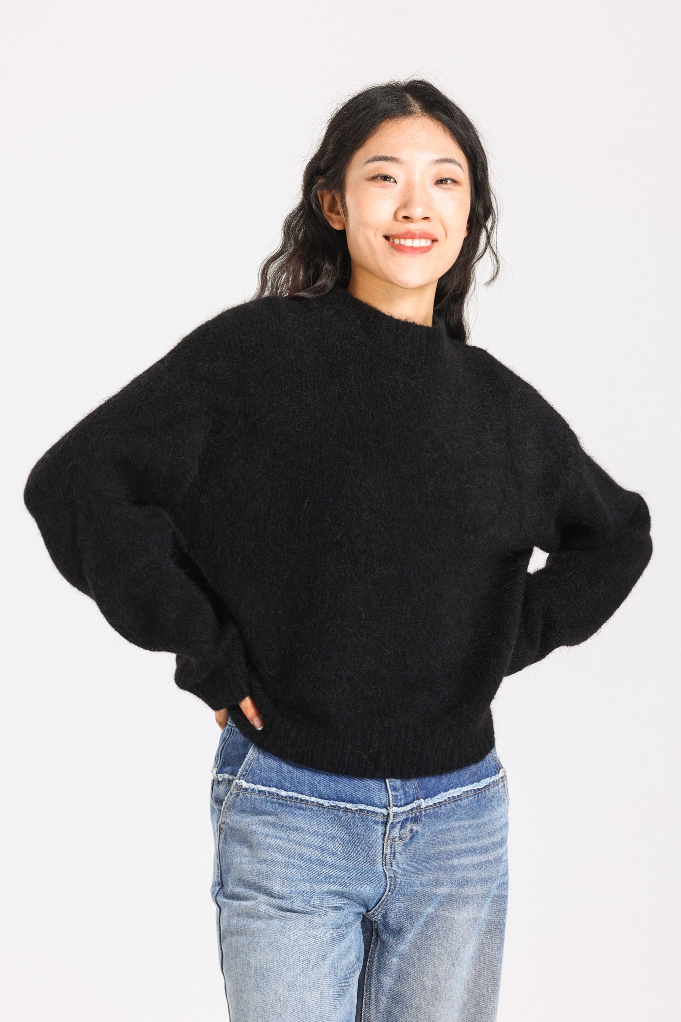 Lara Basic Alpaca wool  Knit Jumper - Black