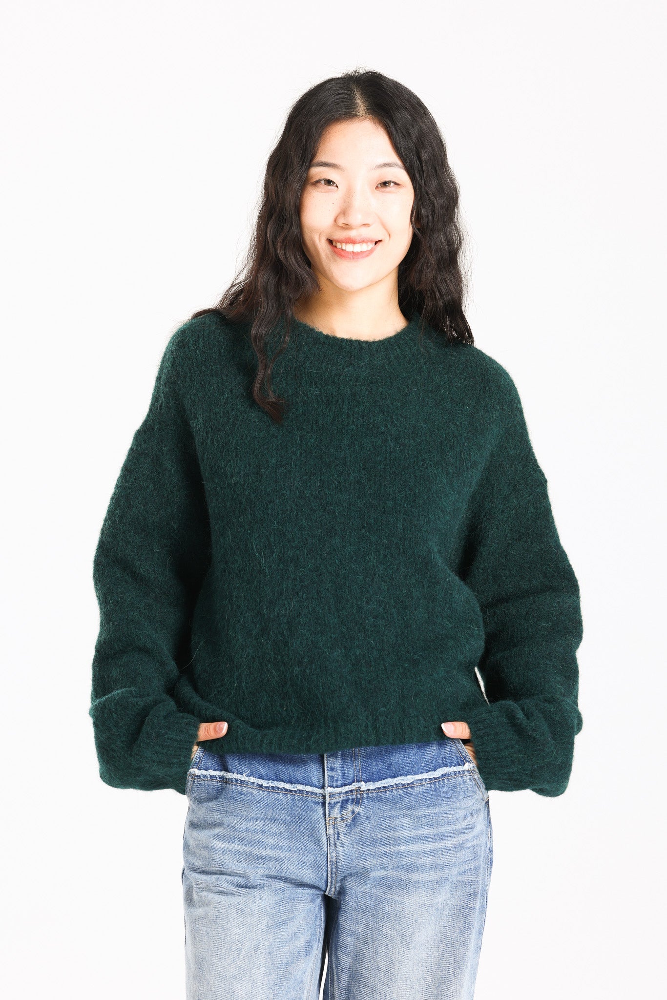 Lara Basic Alpaca wool  Knit Jumper  - Forest