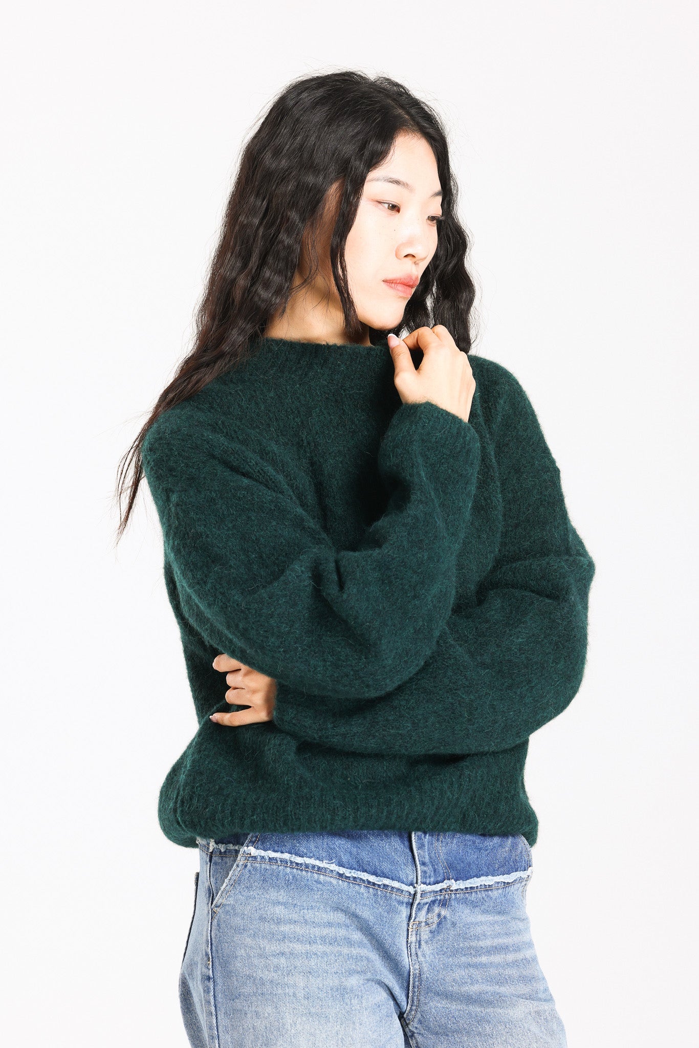 Lara Basic Alpaca wool  Knit Jumper  - Forest