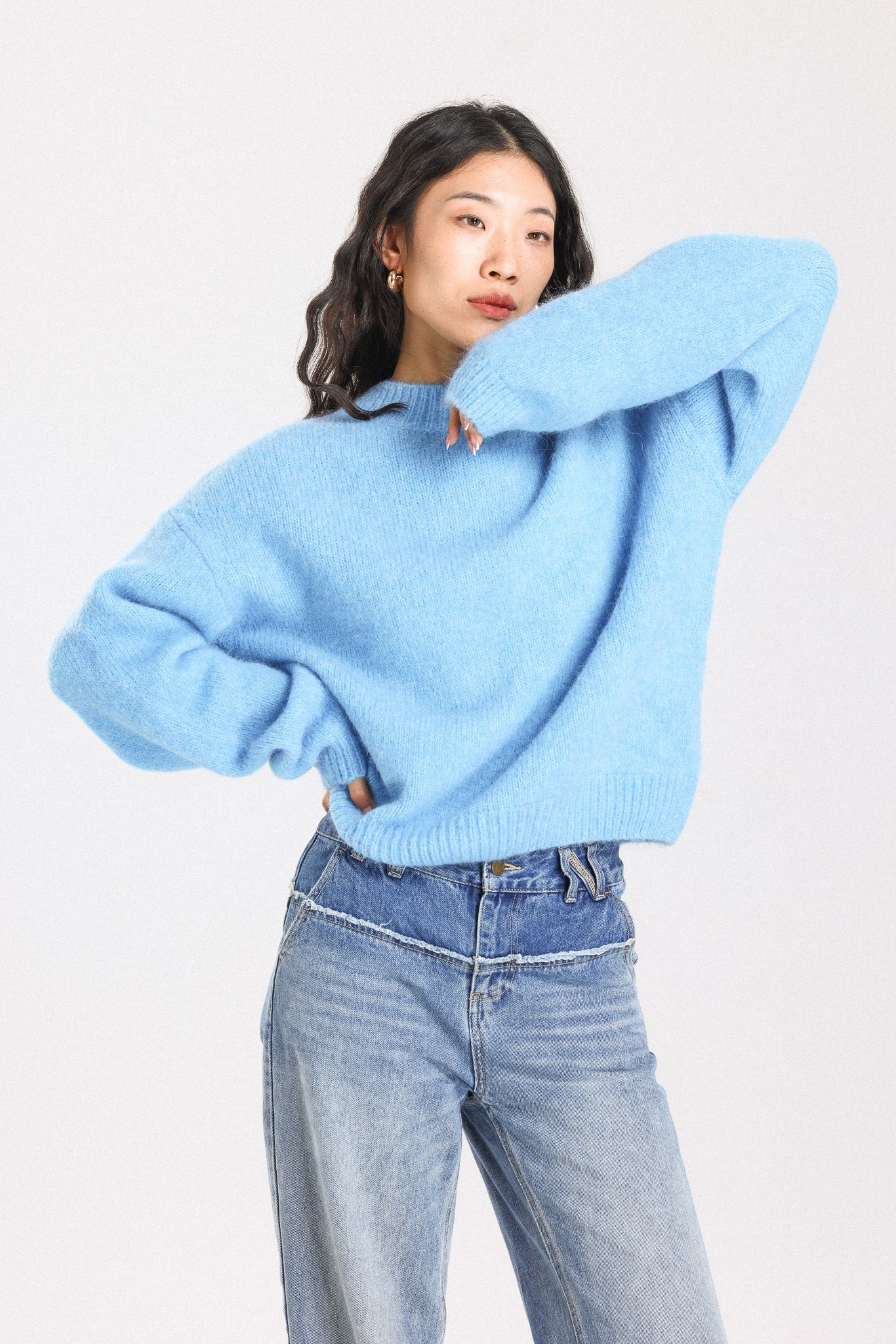 Lara Basic Alpaca wool  Knit Jumper - Sky