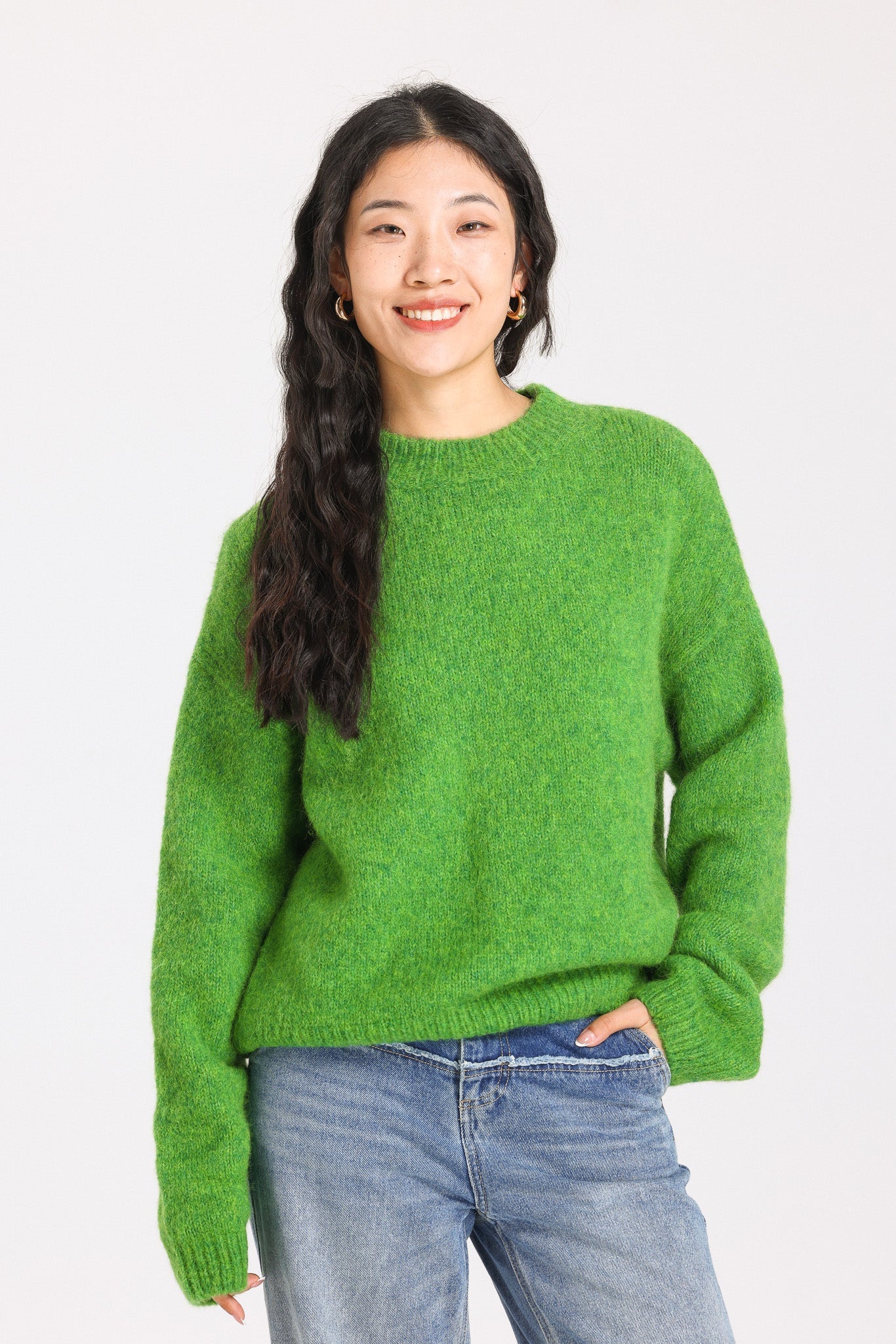 Lara Basic Alpaca wool  Knit Jumper - Green