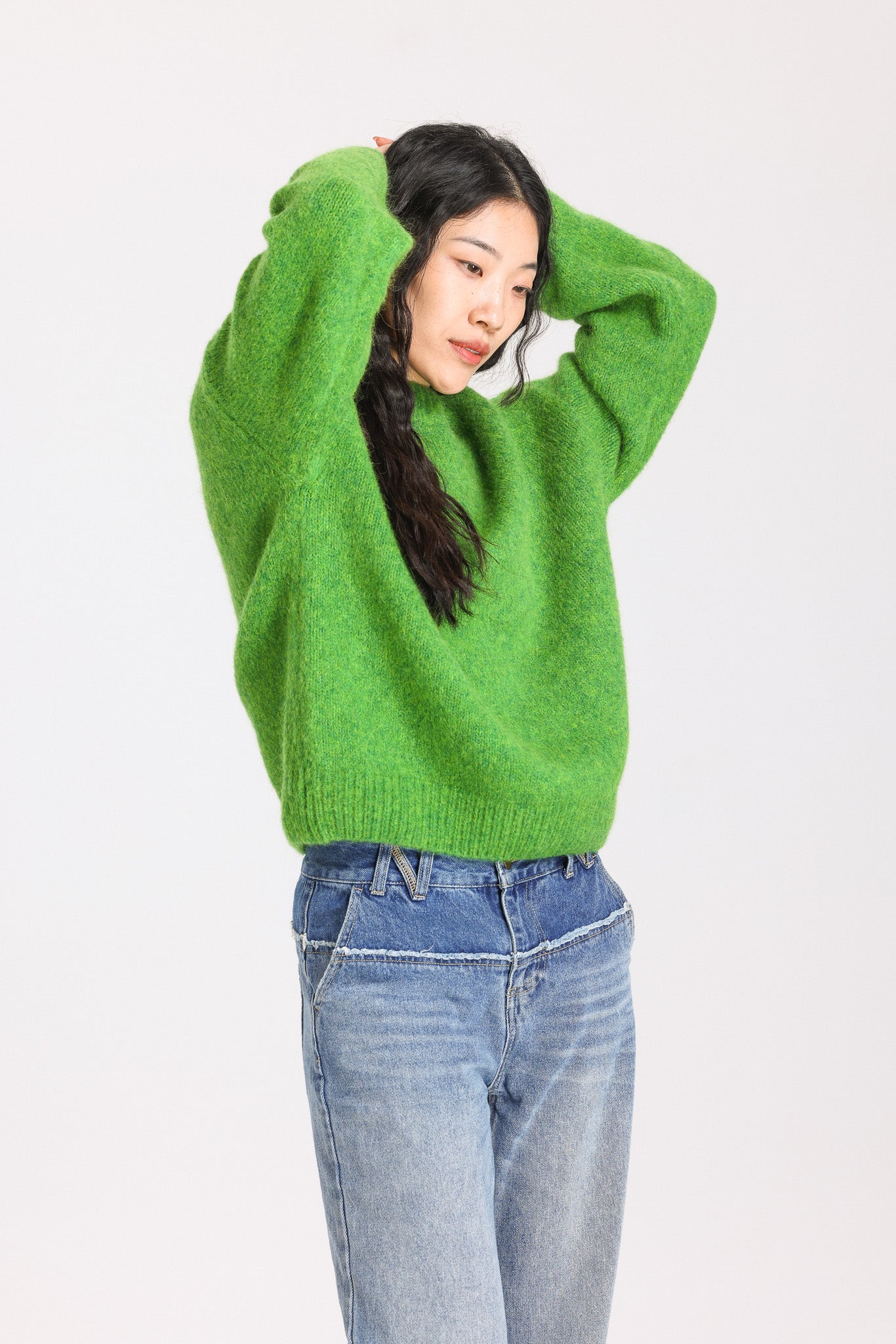 Lara Basic Alpaca Wool Knit Jumper - Green