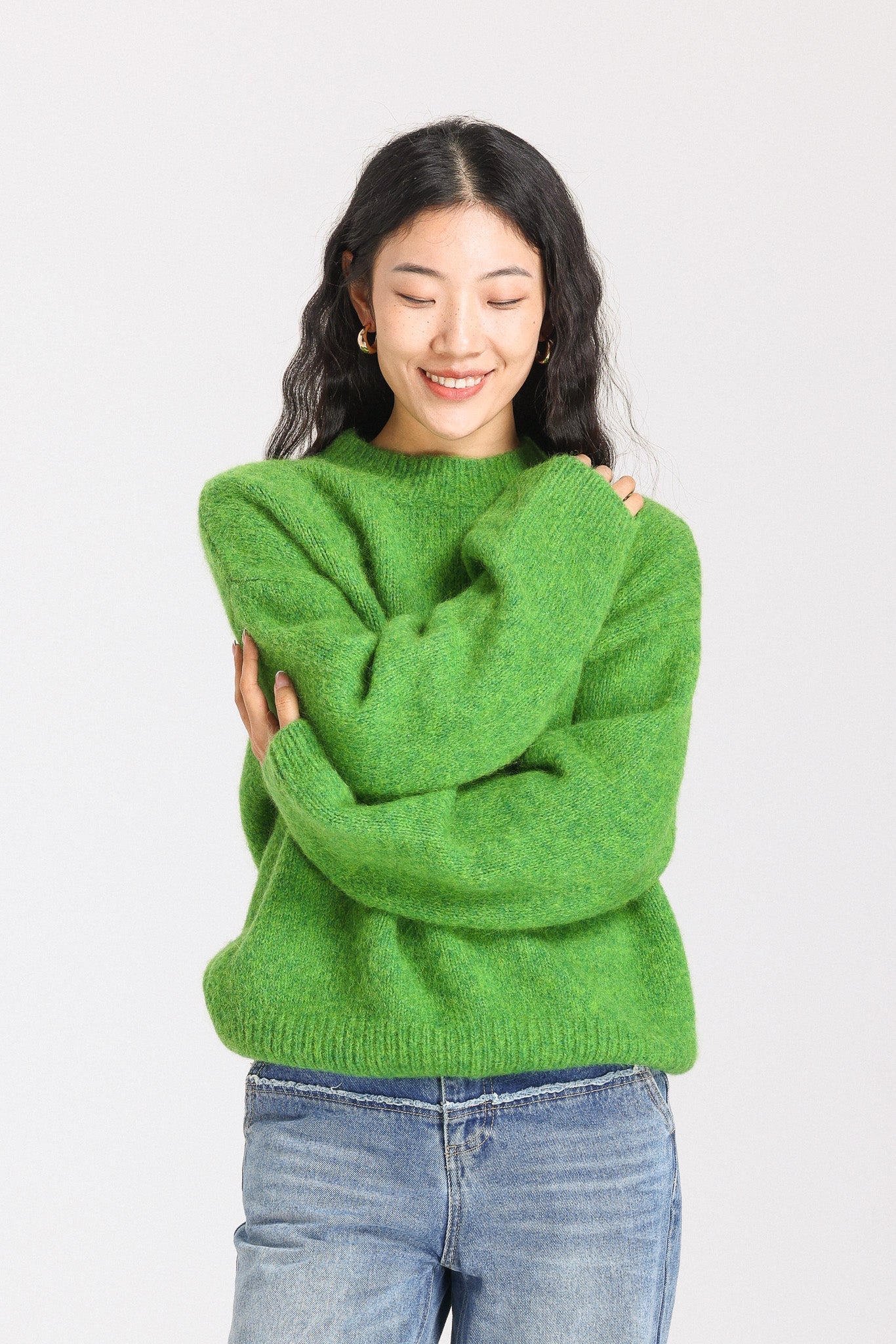 Lara Basic Alpaca Wool Knit Jumper - Green