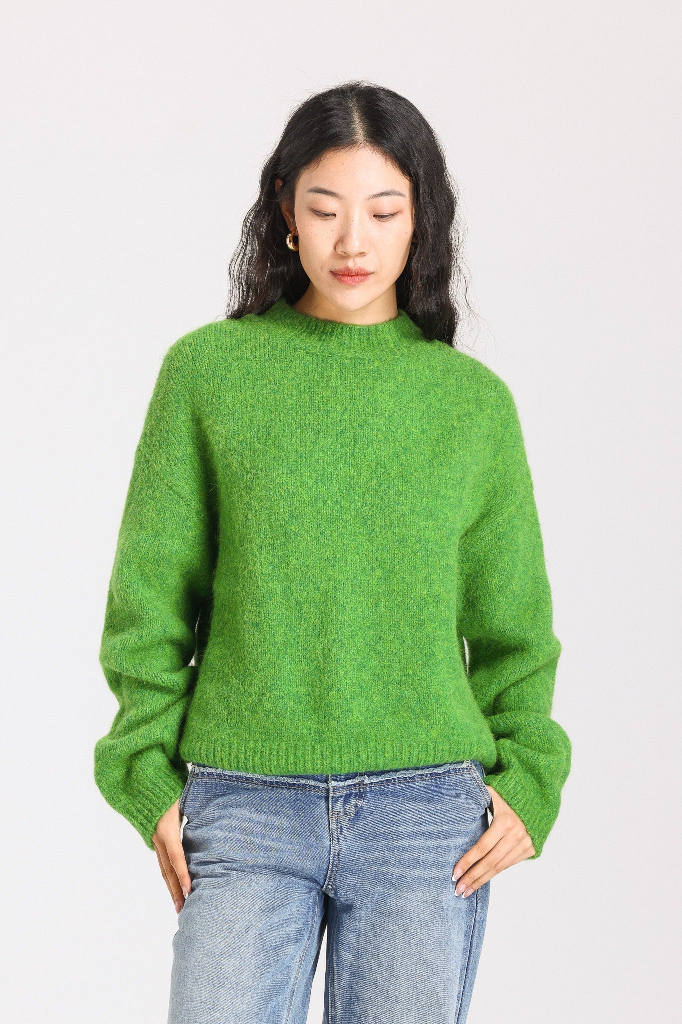 Lara Basic Alpaca Wool Knit Jumper - Green