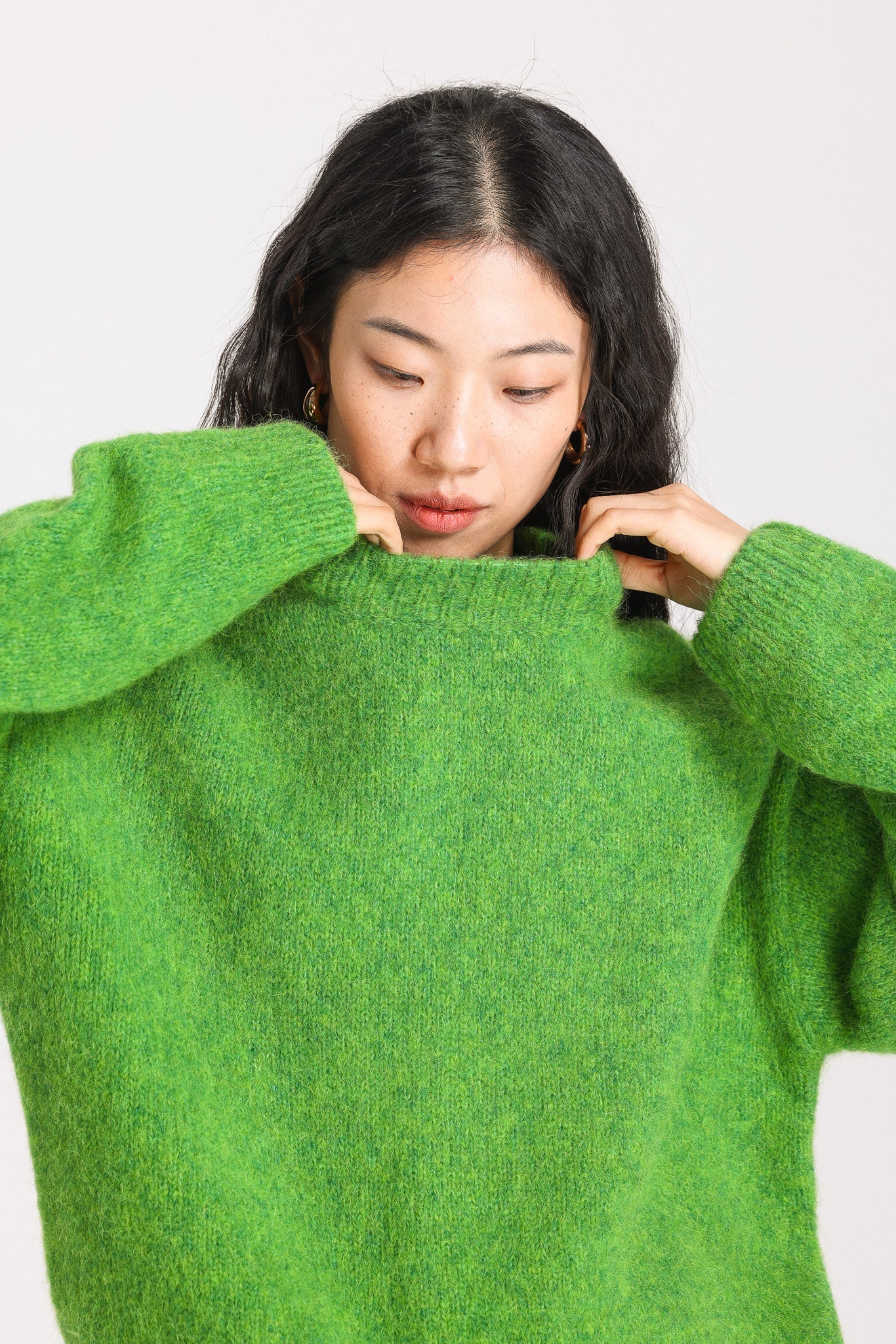 Lara Basic Alpaca Wool Knit Jumper - Green