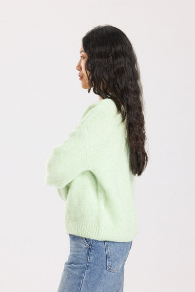 Lara Basic Alpaca wool  Knit Jumper  - Lime