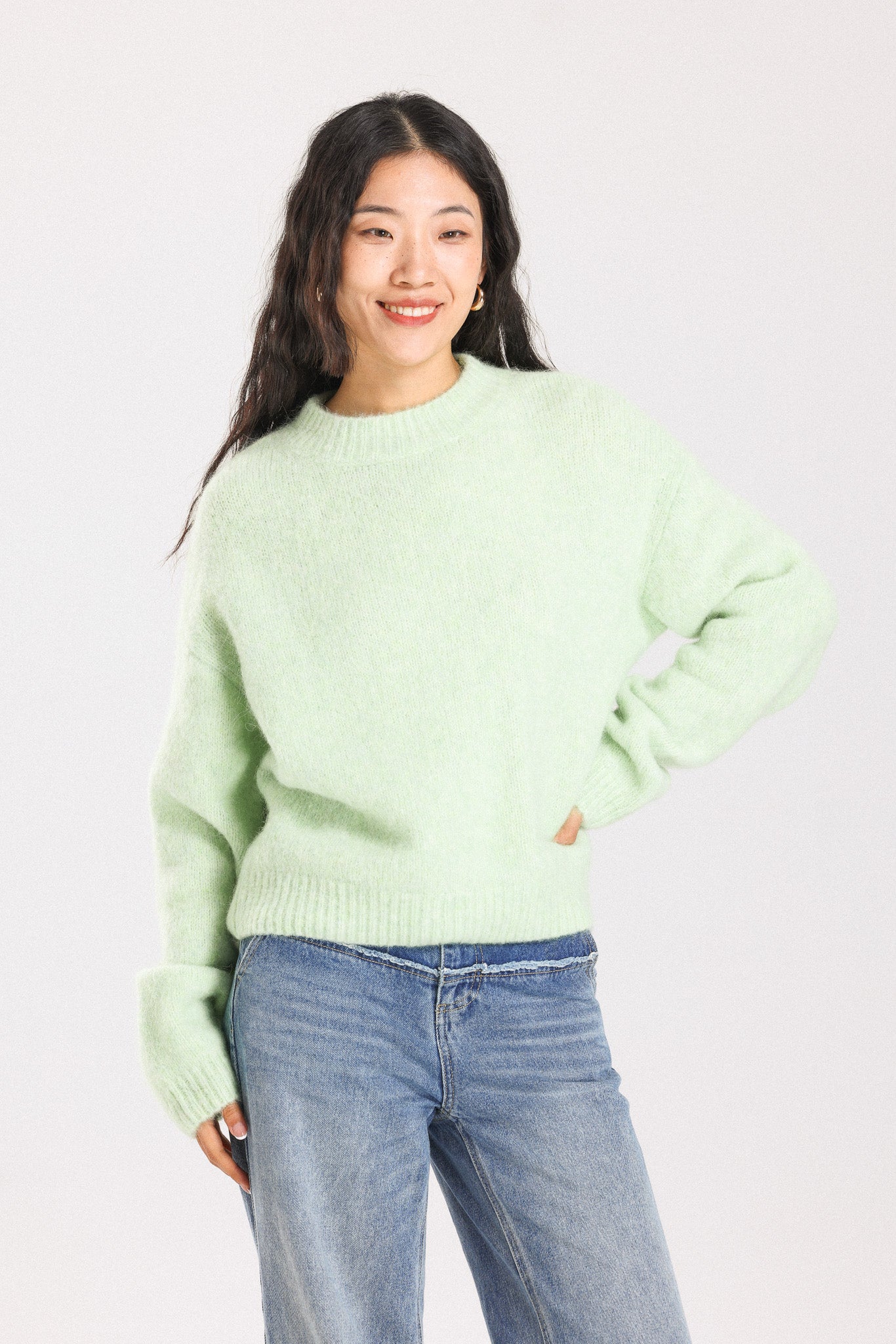 Lara Basic Alpaca wool  Knit Jumper  - Lime